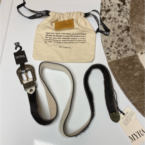 NWT Myra Bag Leather and Hair on Hide Belt. Black and White. - Picture 4 of 8